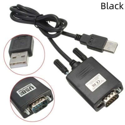 New 1 Set Black USB 2.0 Male to RS232 Serial DB9 9 Pin Adapter Cable PC - Image 1 of 4