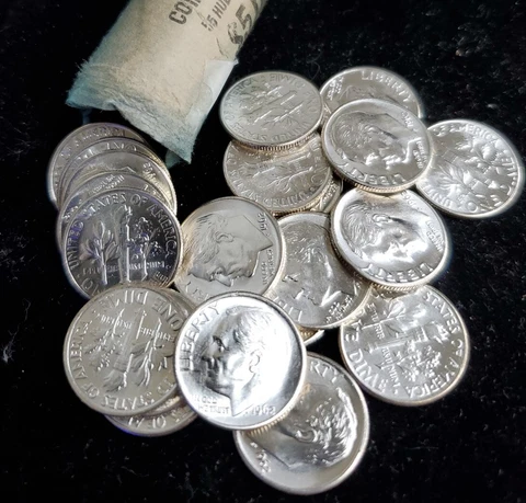 One (1) Uncirculated 1962 Silver Roosevelt Dime From Original Bank Roll 10c !20 Cover