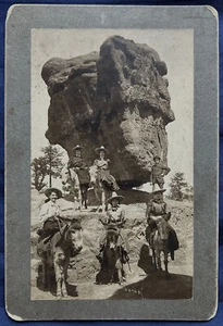 Balanced Rock Colorado Springs Antique Photograph Women Riding Donkeys - Picture 1 of 3