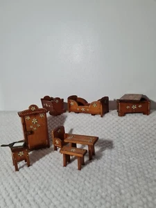 vintage antique dolls house furniture job lot 9 pcs Bedroom / livingroom - Picture 1 of 17