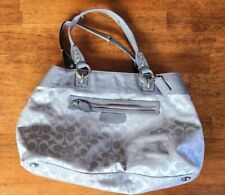 Coach Woman's Satchel Handbag Purse, Signature Gray/Silver, Zipper Front Pocket
