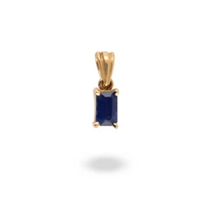 0.38 Ct Sapphire Minimalist Pendant 14K Solid Yellow Gold - Picture 1 of 4