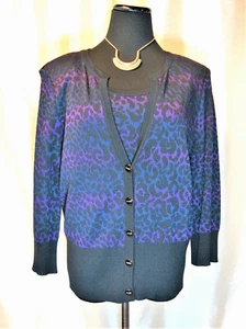 EUC St John S Wollmischung lila schwarz Leopard Tier Twin Set - Bild 1 von 8