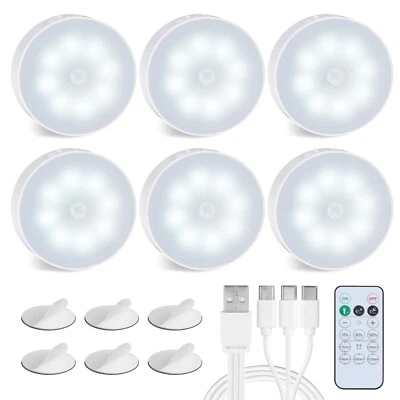 6 Pack Puck Lights with Remote Rechargeable Motion Sensor Light Wireless - Image 1 of 4