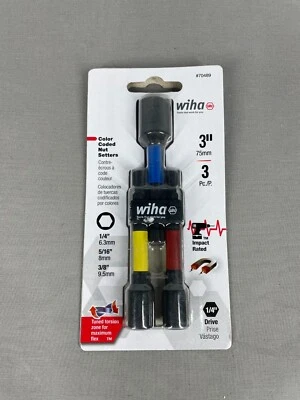 Wiha 3-Pc Color Coded Socket Adapter Set 1/4 3/8 1/2 Drive Impact Ready - Image 1 of 2