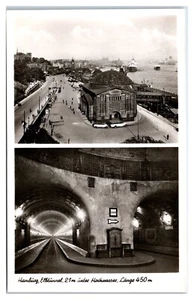 RPPC Elbtunnel und Hafen in Hamburg Deutschland Postkarte - Bild 1 von 2