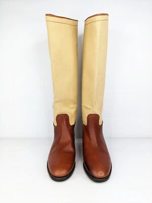 Regent INGLATERRA DE COLECCIÓN Mujeres Marrón Equitación Cuero Lona Botas Talla 8.5 Foto 1 de 4