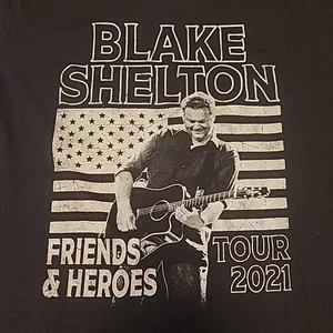 Blake Shelton Friends & Heroes Tour 2021  Black Concert Shirt 2XL Canvas Bella - Picture 1 of 4