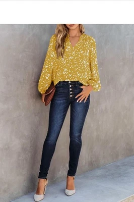 Women Tunic Casual Boho Floral Print Chiffon Blouses Size XS New With Tags - Image 1 of 4