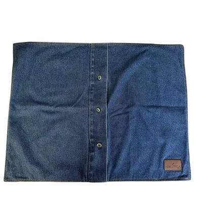 Vintage Nautica Denim Jean Button Up Pillow Sham Blue - Image 1 of 4