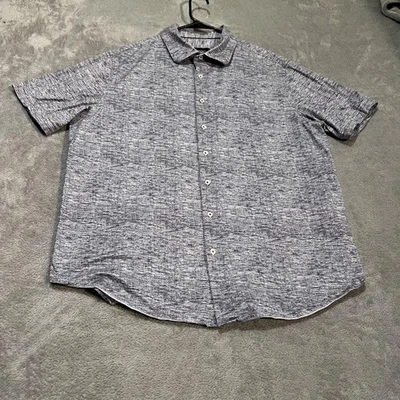 Bugatchi Shirt Mens 2XL Navy OoohCotton Tech 8 Way Stretch Short Sleeve Button - Image 1 of 4