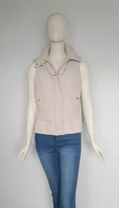 Witchery Size 10 Bone Beige Quilted Snap & Zipper Puffer Vest Casual  - Picture 1 of 11
