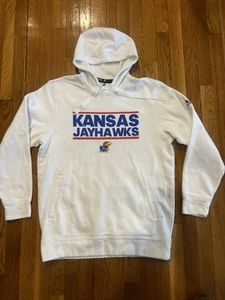Adidas KU Kansas Jayhawks White Hoodie Sweatshirt Mens Large Retail $75 - Picture 1 of 8
