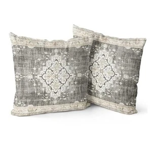 Boho Throw Pillow Covers 18x18 inch Set of 2 18" x 18" (Pack of 2) Beige-grey - Picture 1 of 7