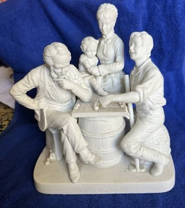 REED AND BARTON BISQUE PORCELAIN STATUE CHECKERS UP AT THE FARM - Picture 1 of 11