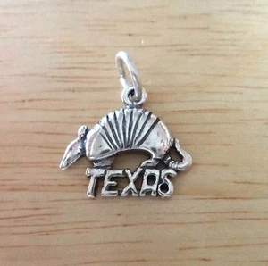 Sterling Silver 16x18mm Texas with Armadillo Charm! concave back - Picture 1 of 4