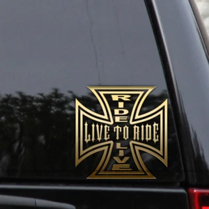 Live to Ride Iron Cross Vinyl Decal Sticker - Picture 1 of 2