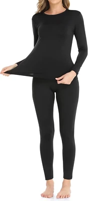 Womens Winter Ultra-Soft Fleece Lined Thermal Top & Bottom Underwear Set - Image 1 of 2