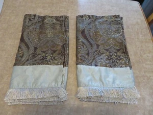 Drapery Valence, 2er Set, Paisley mit Fransen, Rutentasche, braun/grün/blau - Bild 1 von 4