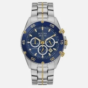 Bulova Marine Star 98B400 Chrono Stainless Steel Silver/Blue Men Watch - ph-E233 - Picture 1 of 6