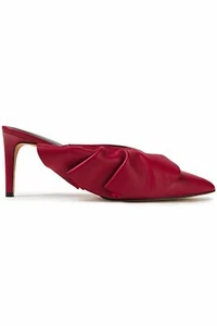 Nuovo Rebecca Minkoff GIOV Claret Red Mule con volant tacco 3" - Foto 1 di 1
