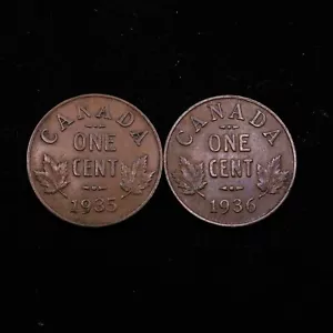 1935 & 1936 Canada One Cents - Picture 1 of 2