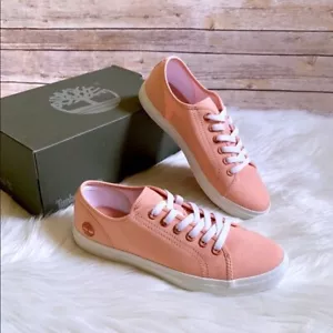 TIMBERLAND WOMEN'S NEWPORT BAY OXFORD LIGHT BEIGE CANVAS A1YQZ - Picture 1 of 8