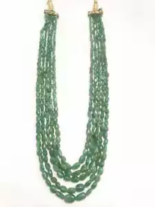 100% Natural Emerald Oval Smooth Beads 3.5-9.5 MM 5 Strands in 1-NECKLACE. - Picture 1 of 3