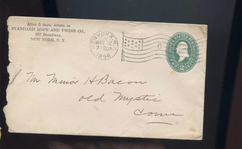 US  Advertising Cover (Standard Rope & Twine Co) 1896 NYC to Old Mystic, Conn Cover