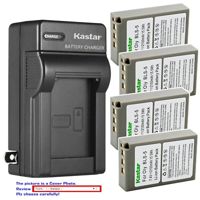 Kastar Battery AC Wall Charger for Olympus BLS-5 & Olympus Stylus1 1s Camera