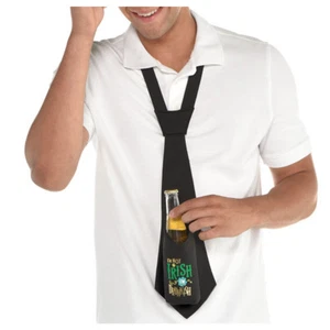 Corbata para beber del día de San Patricio con portabotellas de Amscan #3900669 NUEVA - Imagen 1 de 1