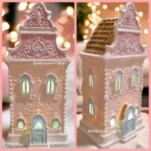 Raz PINK Glitter Icing Scrollwork Lighted Victorian Gingerbread House 13.5" NEW - Picture 1 of 16