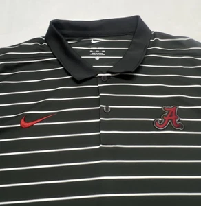 Nike Alabama Crimson Tide Poloshirt Herren 2XL XXL Dri Fit Fußball grau gestreift - Bild 1 von 13