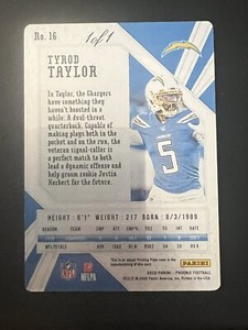 TYROD TAYLOR 2020 Phoenix  #16  PRINTING PLATE Chargers