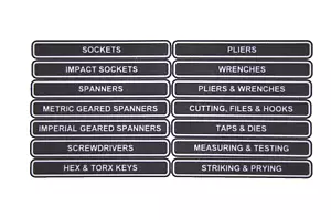 Kincrome Magnetic Tool Chest Drawer Label Plaques - EVA Trays (Full Set of 14) - Picture 1 of 6