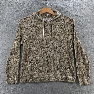 Volcom Pullover Hoodie Sweatshirt Womens M Beige Black Cotton Blend Animal Print - Picture 1 of 22
