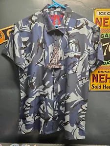 WARRIOR CAMO Kuwaiti DPM Blue Button Down Lightweight Tactical Shirt Large - Picture 1 of 2