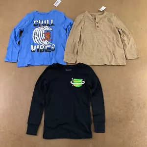 Old Navy Toddler Boy Size 4T Black Brown Blue Long Sleeve 3 Pack T-Shirts NWT - Picture 1 of 12