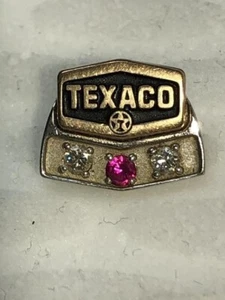 Vintage Texaco Oil Employee Service Pin 10k Gold, 2 Diamonds, & Ruby Super RARE! - Picture 1 of 2