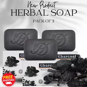 Charcoal Herbal Soap - 5oz | Detoxifying and Purifying Bar Soap - Pack of 3 - Picture 1 of 2