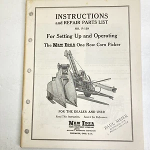 Vintage New Idea One Row Corn Picker Instructions And Repair Parts List - Picture 1 of 7