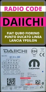 Envío desde España. Daiichi Fiat Code Mopar Radio Navegación antirrobo - Imagen 1 de 1
