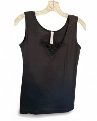 Steve NEGRO CAMISETA SIN MANGAS SHELL Sin Mangas Talla Pequeña Algodón Detalle Bordado Foto 1 de 4