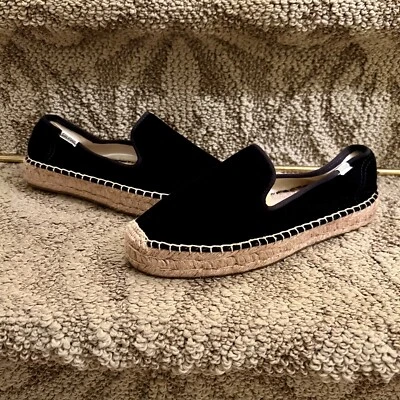 Usado en Excelente Condición Para Mujer Soludos Negro Terciopelo Zapatillas para Fumar Alpargatas Mocasines Planos 6.5 Foto 1 de 4
