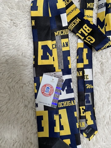 Michigan Wolverines Men’s Neck Tie College University Logo Blocks Blue NEW Cover