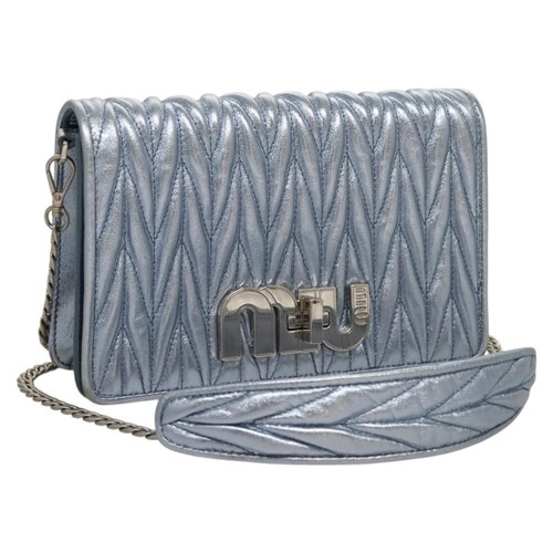 Borsa a tracolla Miu Miu Matelasse catena pelle blu originale 116214M