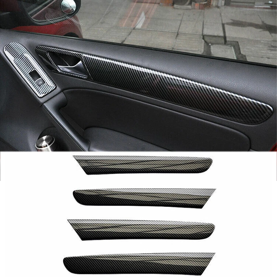 Tira de cubierta interior de panel de puerta de fibra de carbono ABS para Volkswagen Golf MK6 10-13 Foto 1 de 4
