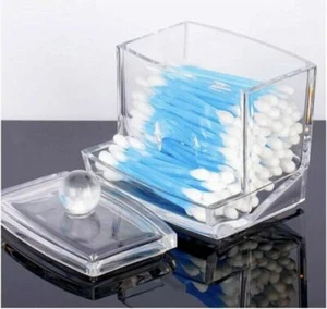 Clear Acrylic Q-tip Makeup Storage Cotton Swab Holder Box Cosmetic Organizer - Picture 1 of 5