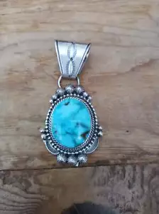 Just In; Turquoise and Sterling Silver Pendant by Navajo artist Tom Lewis; PDD2- - Picture 1 of 1