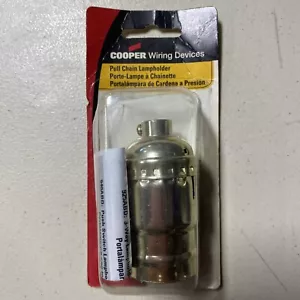 Cooper Pull Chain Light Socket Brass Lampholder Electrolier 1/8" IPS BP980ABD - Picture 1 of 2